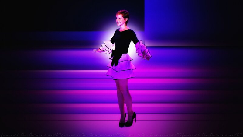 Woman in Ruffled Dress — Purple, Dramatic, Photograph, Microphone