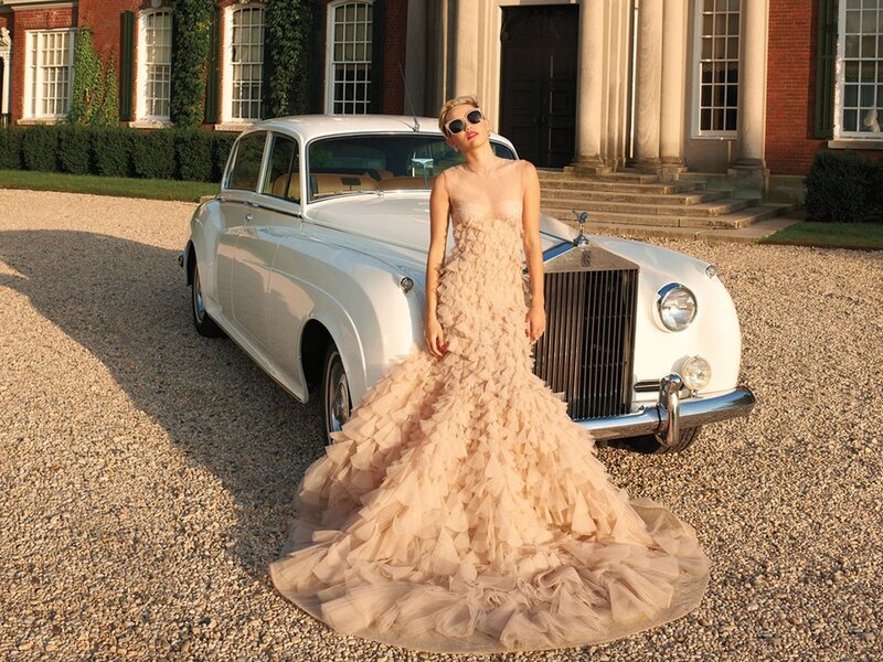 Woman in Ruffled Gown — Beige, Dramatic