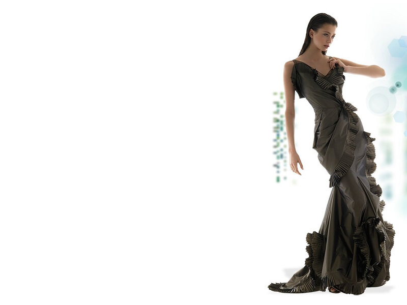 Woman in Ruffled Gown