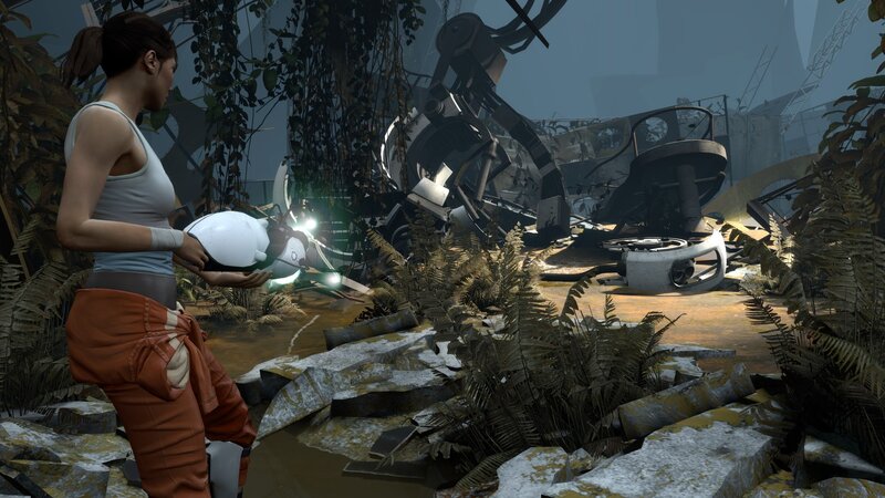 Woman in ruined facility