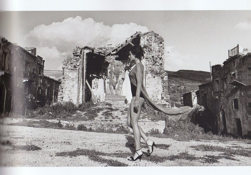 Woman in ruins