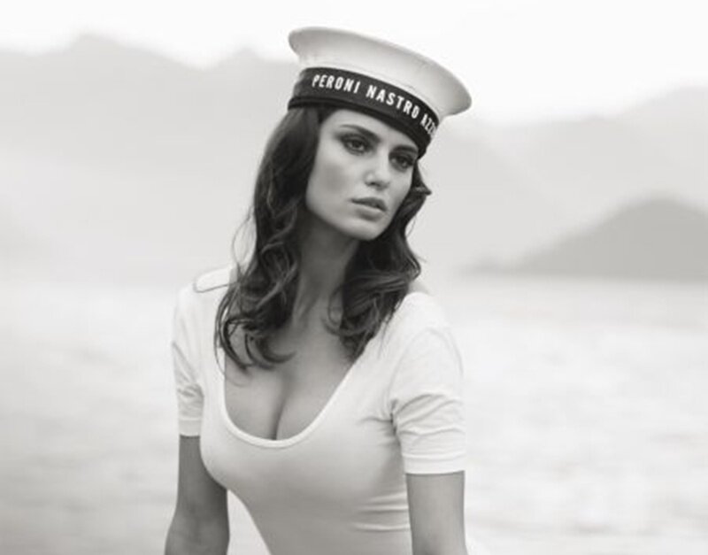 Woman in Sailor Hat — Black, Dramatic, Photograph