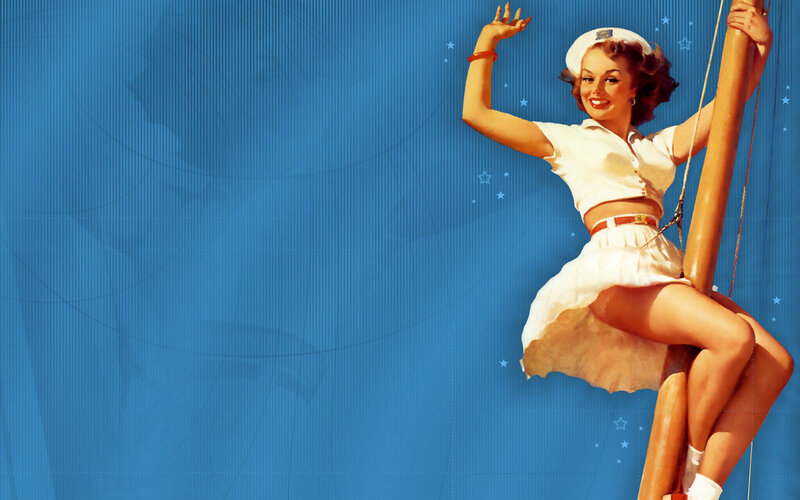 Woman in Sailor Outfit — Blue, Cheerful, Illustration, Sailor Hat