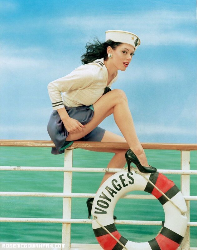 woman in sailor outfit on ship