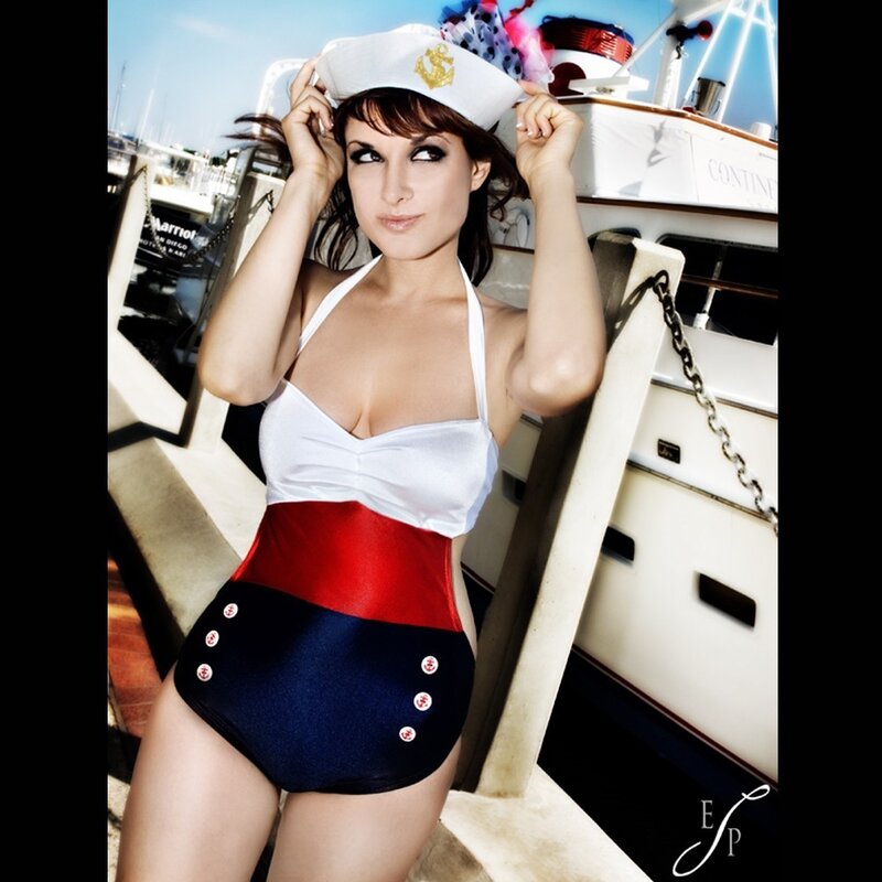 woman in sailor swimsuit