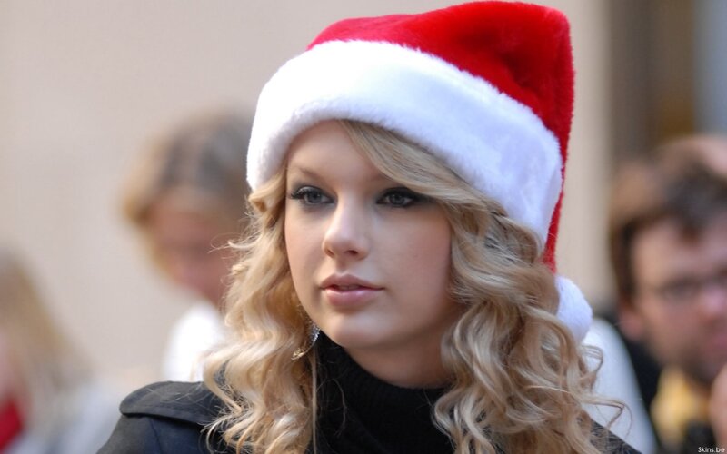 woman in santa hat