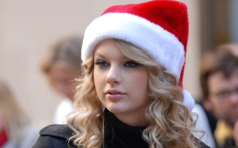 woman in santa hat