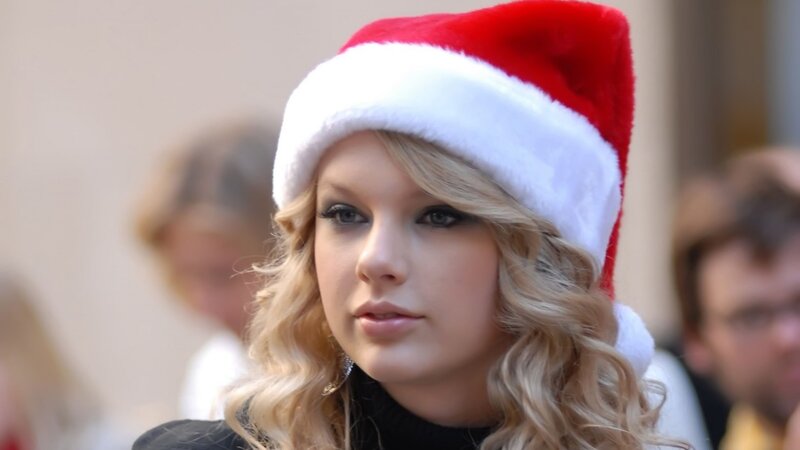 woman in santa hat