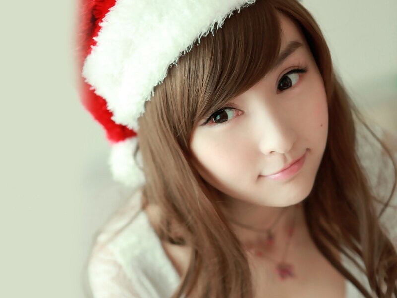 woman in santa hat