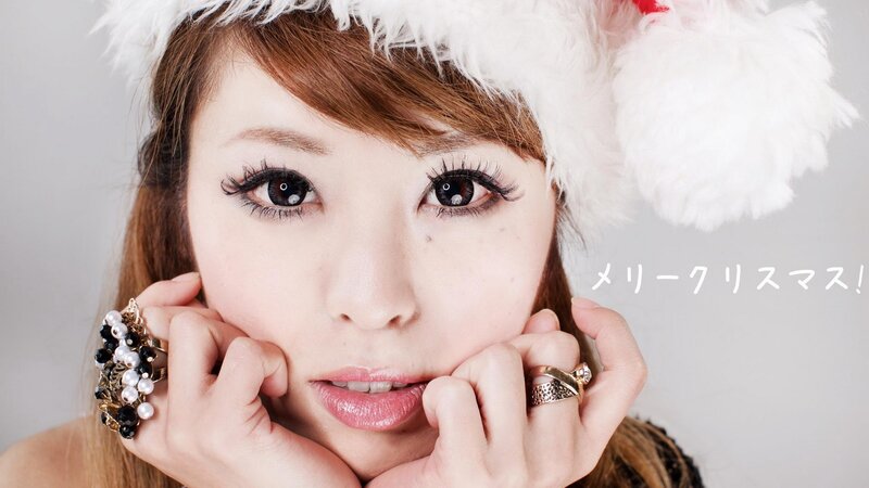 woman in santa hat