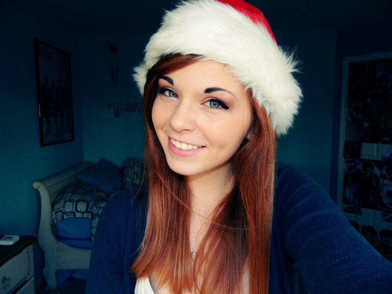 woman in santa hat