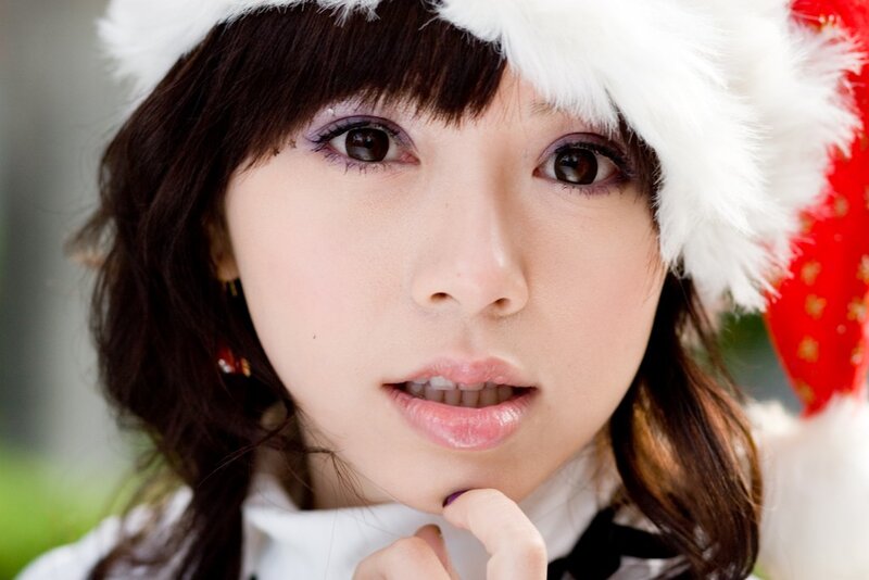 woman in santa hat