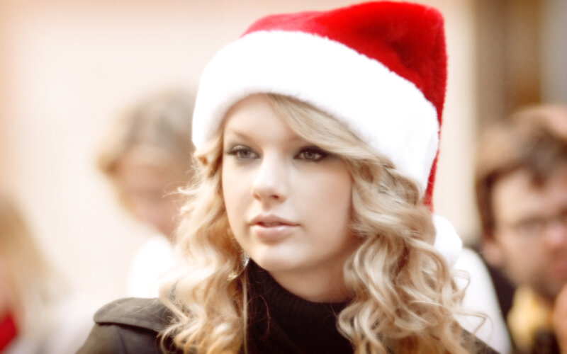 woman in santa hat