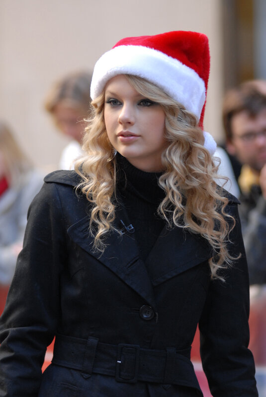 woman in santa hat