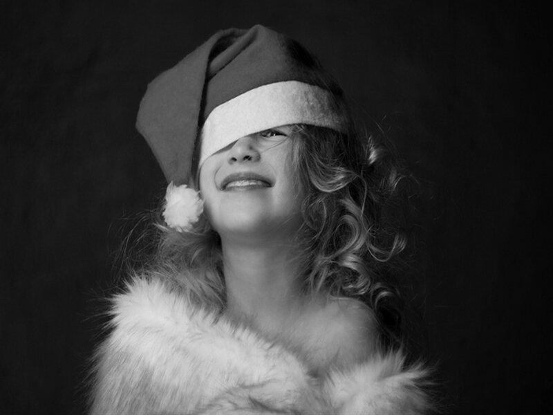 Woman in Santa Hat — Black