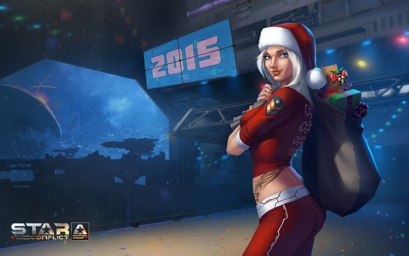 Woman in Santa Hat — Red, Festive, Night