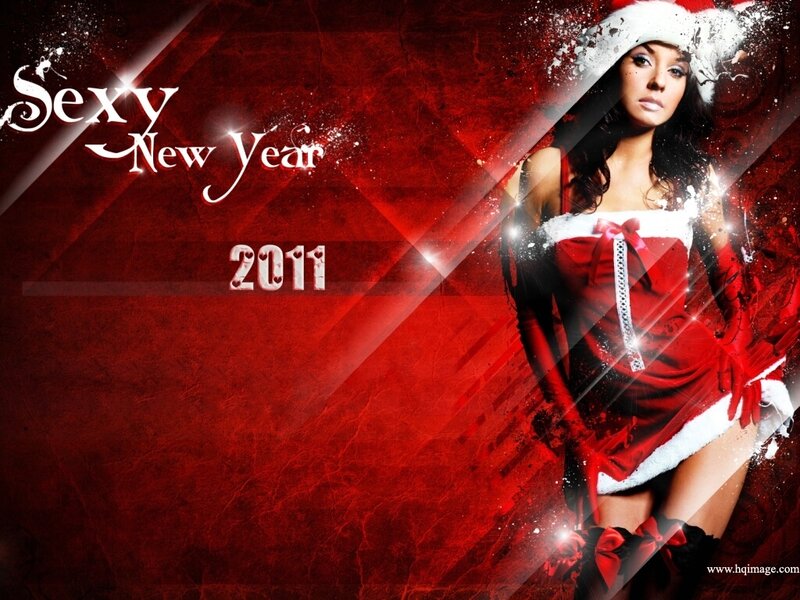 Woman in Santa Outfit — Red, Dramatic, Winter