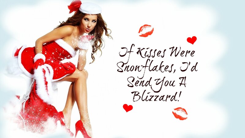 Woman in Santa Outfit — Red, Festive, Winter, Photograph, Snowflakes