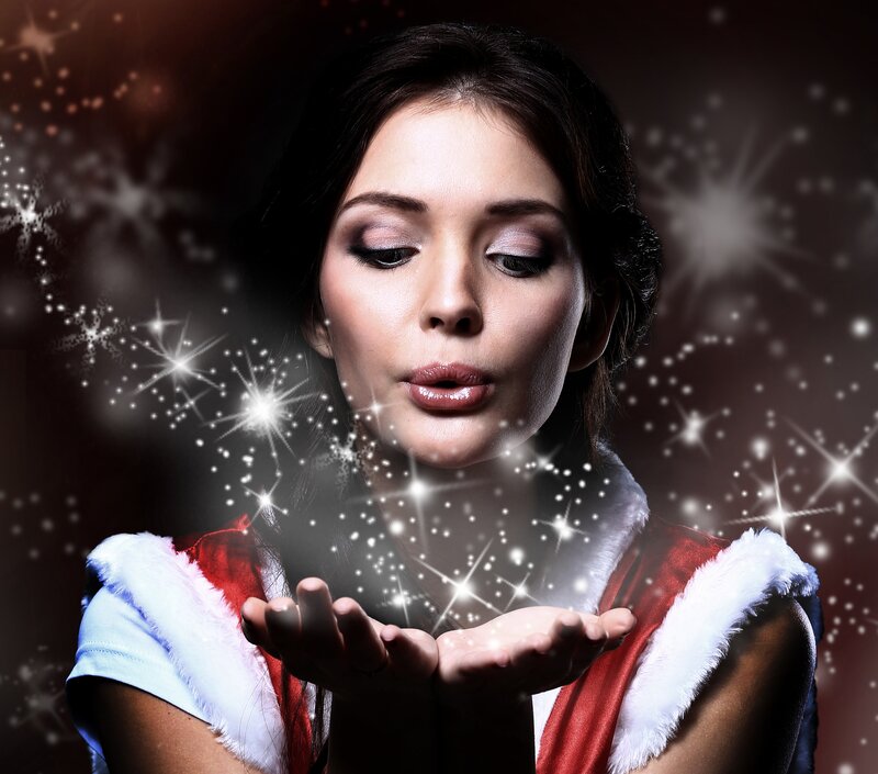 Woman in Santa Outfit — Red, Magical, Night