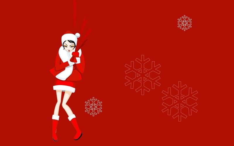 Woman in Santa Outfit — Red
