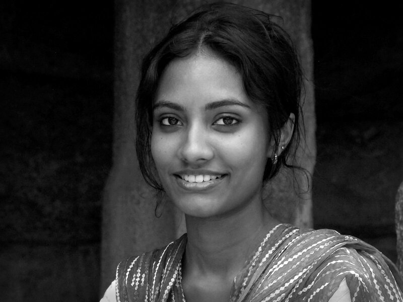 Woman in Sari — Black, Calm