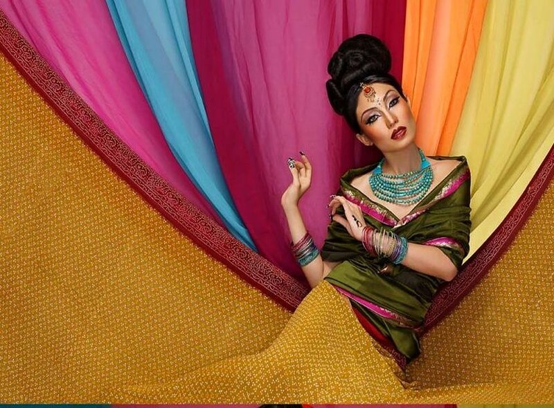 Woman in Sari — Green