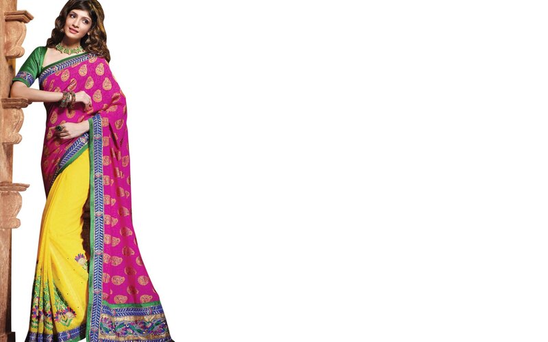 Woman in Sari — Pink, Calm