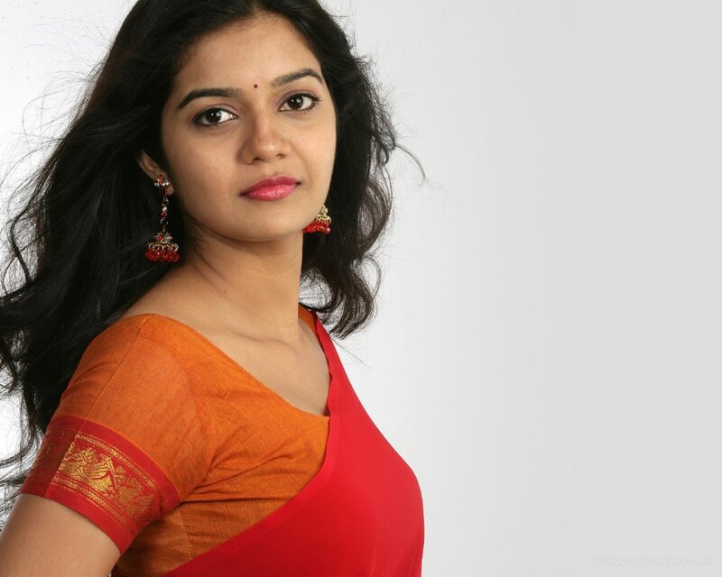 Woman in Sari — Red, Neutral