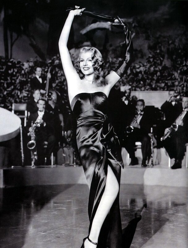 Woman in satin dress on stage
