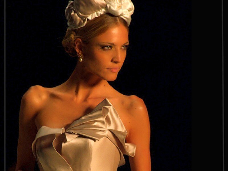 woman in satin gown