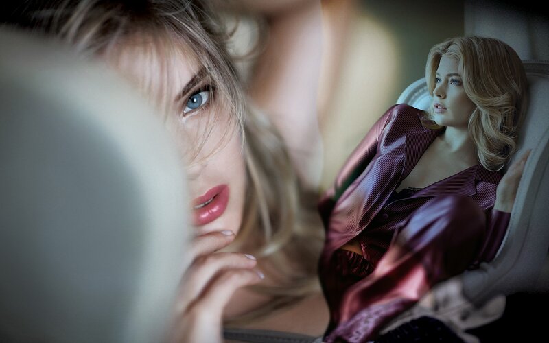 woman in satin pajamas