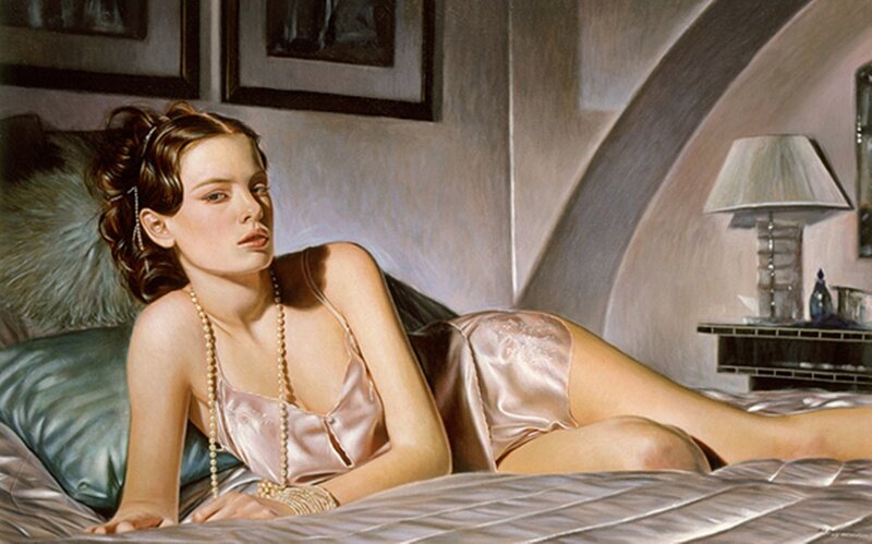 Woman in Satin Pajamas — Pink