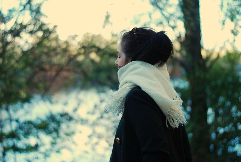 woman in scarf outdoors