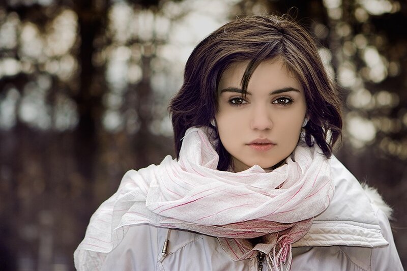 woman in scarf outdoors