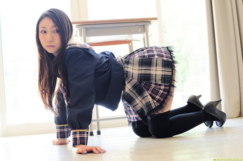 Woman in School Uniform — Blue, Neutral, Morning, Photograph