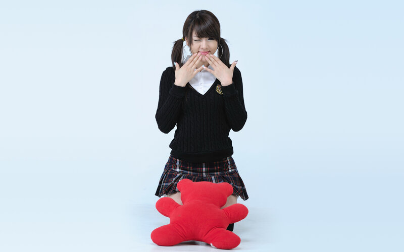 Woman in School Uniform — Blue, Playful, Photograph