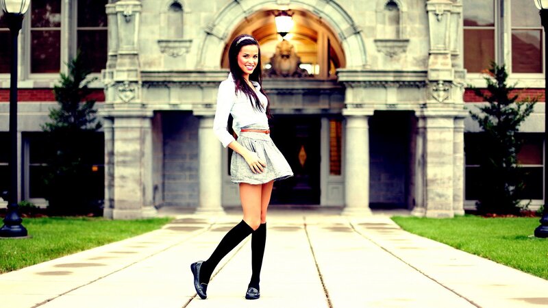 woman in school uniform on campus