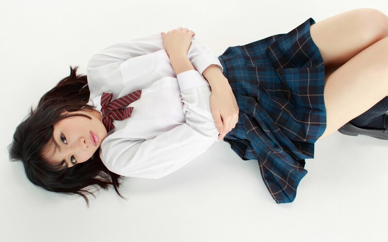 Woman in School Uniform — White, Neutral, Photograph, School Uniform, White Background, Tie