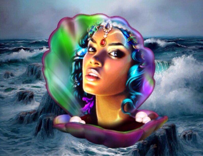 Woman in Seashell — Blue, Dramatic