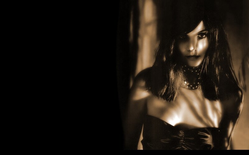 woman in sepia lighting