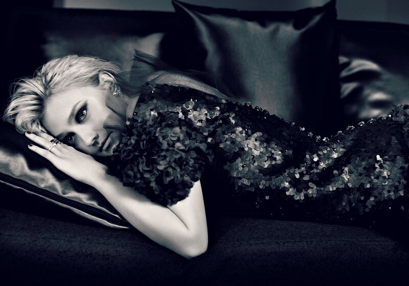 Woman in Sequin Dress — Black, Dramatic, Photograph, Sequins, Pillow
