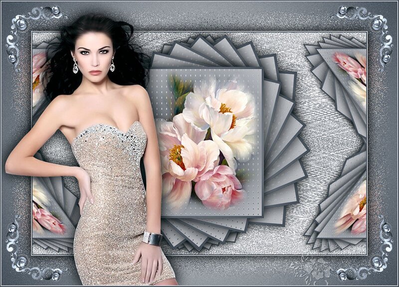 Woman in Sequin Dress — Silver, Dramatic, Digital Art