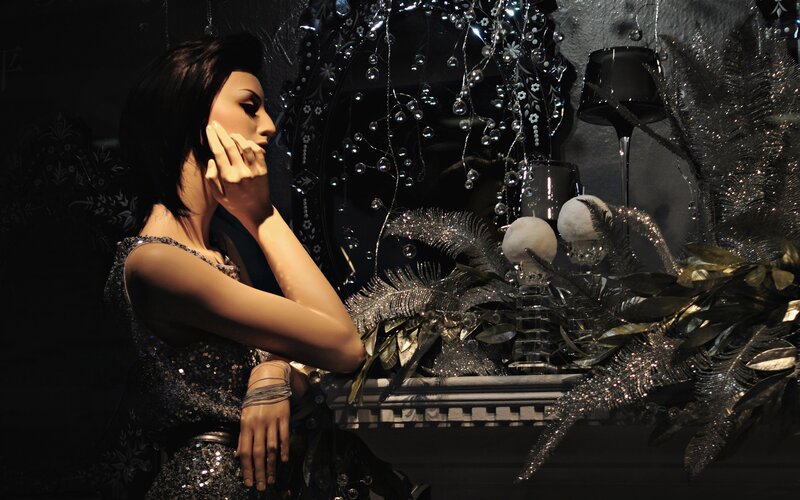 woman in sequined dress