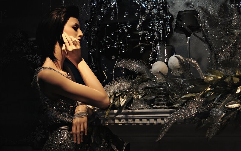 woman in sequined dress