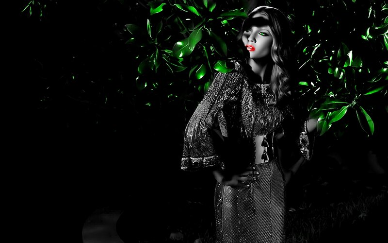 Woman in Sequined Dress — Black, Dramatic, Night