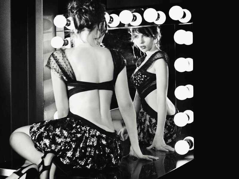 Woman in Sequined Dress — Black, Dramatic, Photograph, Mirror