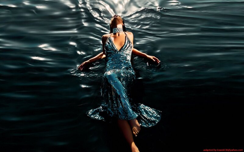 Woman in Sequined Dress — Blue, Dramatic