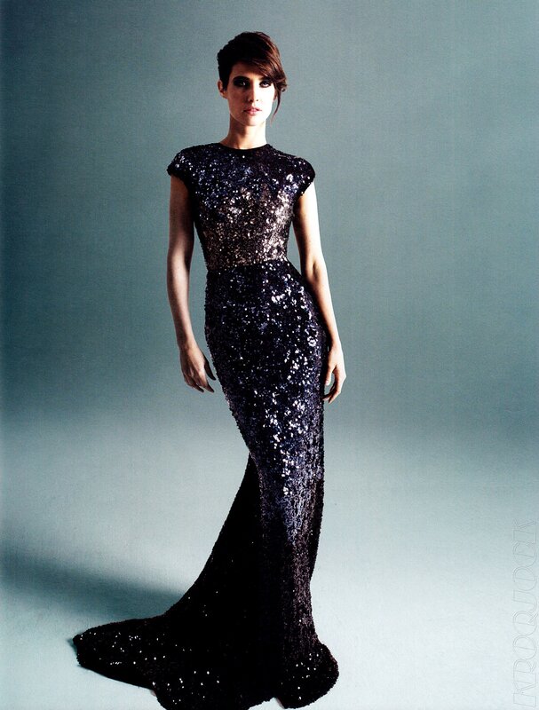 woman in sequined gown