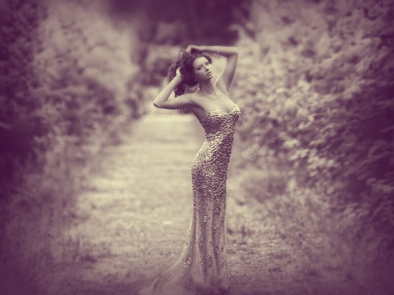 Woman in Sequined Gown — Purple