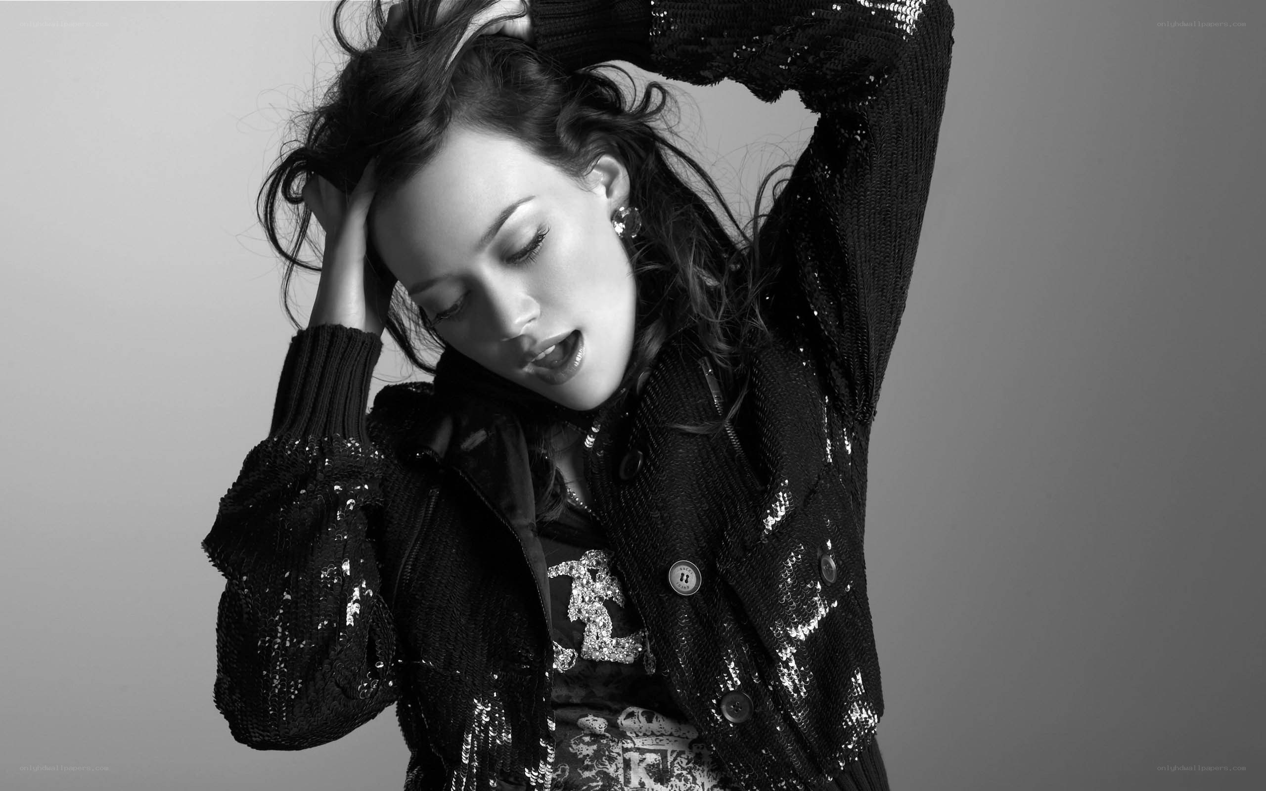 woman in sequined jacket